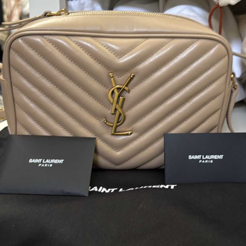 Saint Laurent Nude Quilted Crossbody Bag